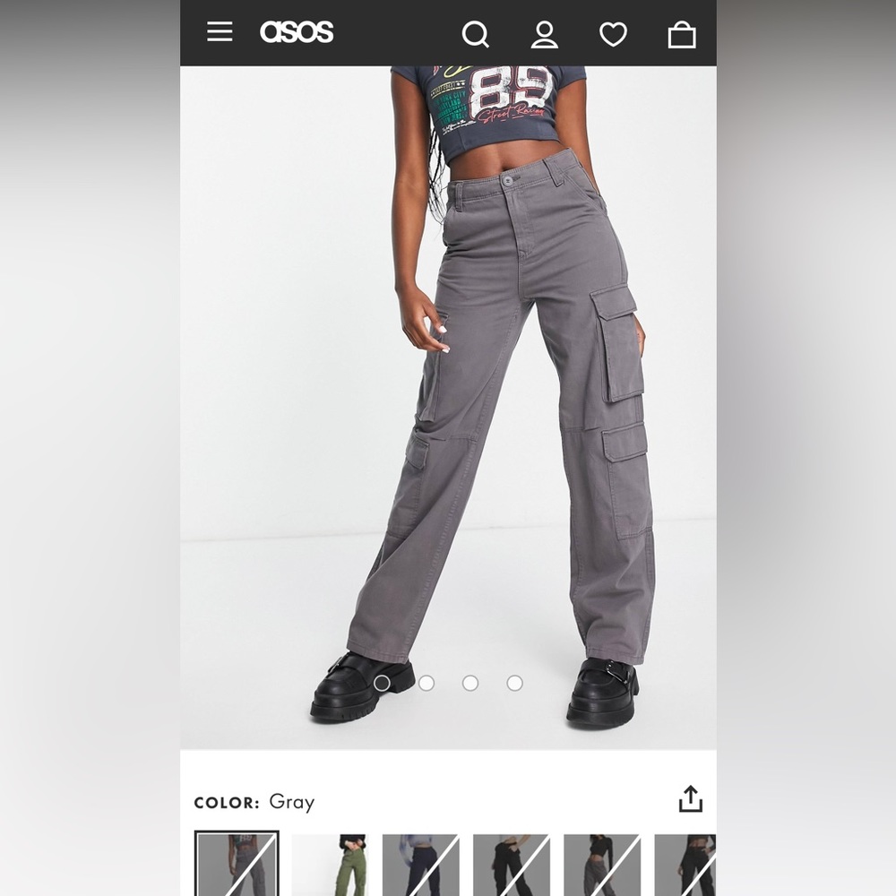 Gray Bershka Cargo Pants